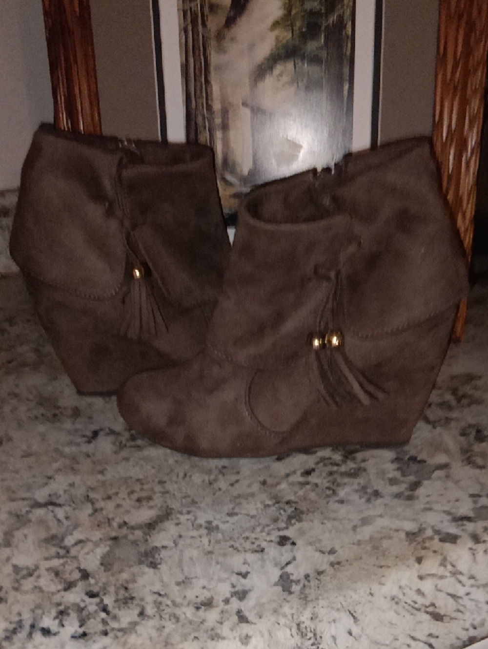 Zigi Soho Brown Wedge Ankle Boots with Tassel Detail